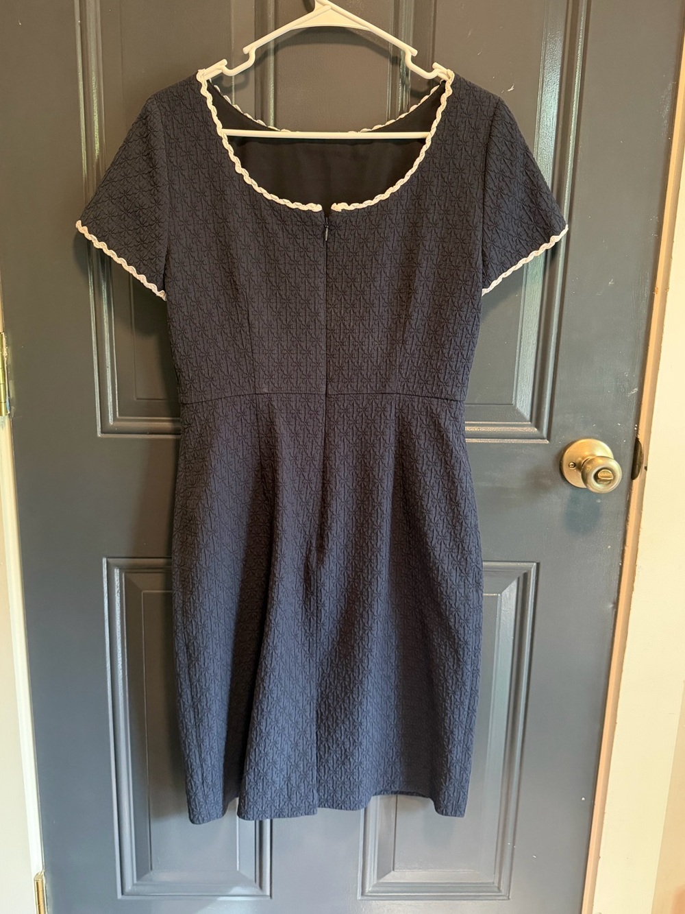 Navy Blue J.Crew Dress with White Trim